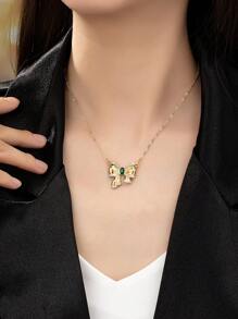 1 Miếng Kim cương & Đá quý Dát Vật rủ xuống Thanh lịch & Hợp thời Châu Âu và Châu Mỹ Phong cách Dây chuyền - Vàng - Xem 2