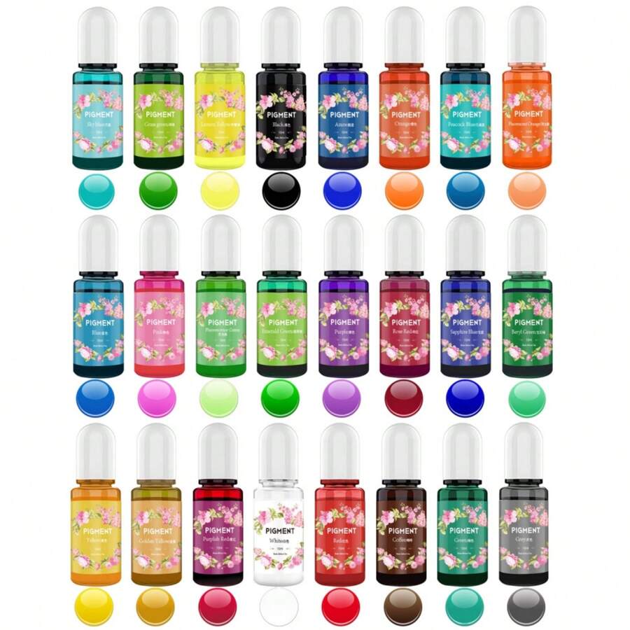 24/12色環氧樹脂顏料- 結晶透明環氧樹脂染料,適用於uv樹脂著色,diy樹脂藝術珠寶製作- 精緻的uv樹脂染料,適用於繪畫、隨行杯、手工藝等 - 每個0.35盎司/10毫升 - 10ml - 查看 1