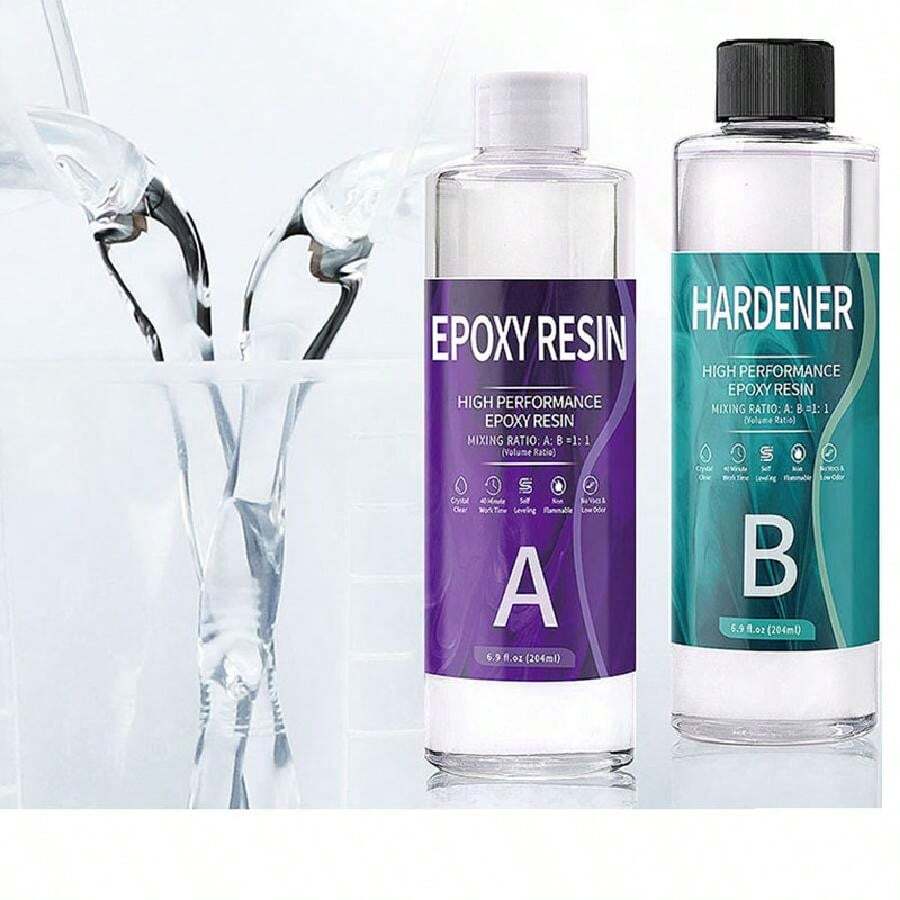 Ein Set Von 1000ml 1:1 Ab-kristallTransparent Epoxidharz Klebstoff Kit Für Diy, Mit Hoher Transparenz Und Gelbfärbungsbeständigkeit, Geeignet Für Die Herstellung Von Silikonformen Und Handwerkskreationen