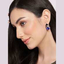 SOHI Blue Diamond Shaped Studs - 藍色 - 查看 4