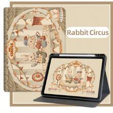 彩绘保护壳[兔子马戏团] 带全环绕保护和笔槽设计。书本风格。此保护壳适用于 iPad 10.2 英寸、iPad 10.5 英寸、iPad Air4/5、iPad 11 英寸 Pro 2020 2021 2022 - 彩色 - 查看 5