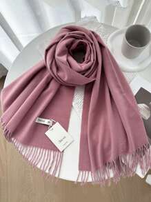 FADZOYLE 1pc Knitted Women Winter Scarf Silky Soft Pashmina Feel Shawls And Wraps Beach Cover Up Sarong For Wedding And Gift Evening Dresses Travel Office Large Solid Color Tassel Scarves Accessories Women - 250g Solid Color Scarf - View 14