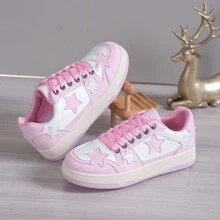 Giày thể thao buộc dây kiểu ngôi sao văn học cổ điển phong cách mới, giày thể thao thông thường thời trang cho nữ - Màu Hồng baby - Xem 4