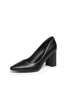 Women's High Heels Pointed Toe Chunky Heeled Block Classic Slip On For Spring Wedding Casual Or Formal Occasions Dress Pumps Shoes - màu đen - Xem 2