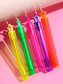 1 par de aretes con colgante de botella de burbujas creativa y linda en color fucsia para mujeres - multicolor - Ver 3