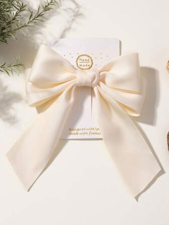 1 件纯色双层蝴蝶结鳄鱼发夹，适合儿童开学头饰，情人节礼物