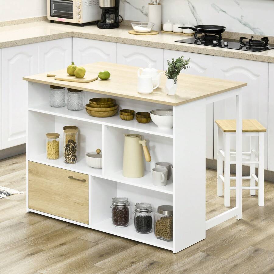 HOMCOM Bar Tables - White - View 1