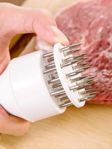 1pc White Handheld Stainless Steel Meat Tenderizer Needle Suitable For Tender Steaks Kitchen Accessory - White - View 4