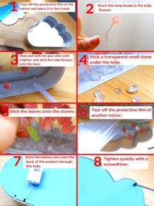 Led Lamparas Tulipanes Luces Para Espejo Nube Con Espejo Lámpara de noche con espejo de tulipán en la nube para dormitorio (productos de bricolaje) - Rosa - Ver 5