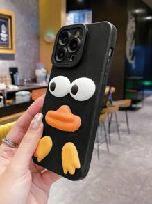 有趣的1入組大鴨嘴和腳設計的3D卡通柔軟矽膠手機殼，兼容蘋果/三星/小米/紅米/維沃/Infinix/Oppo/Reno/Realme - 黑色 - 查看 3