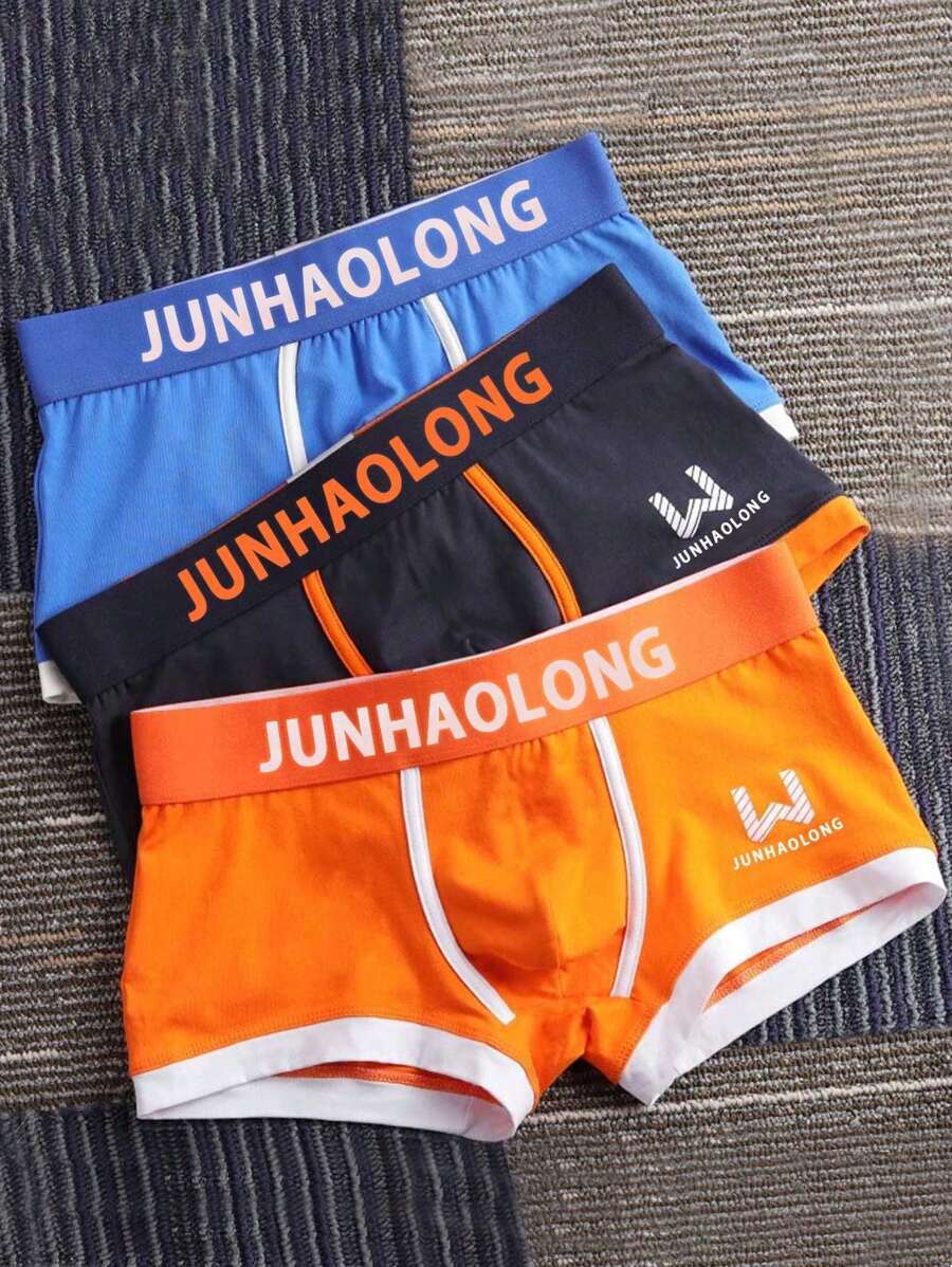 Men's 3pcs/Set Alphabet Print Boxer Shorts