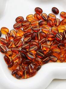 beadia 30颗复古咖啡豆珠子，琥珀色镂空金色珠子，适合DIY手链项链首饰制作、串珠工艺 - 咖啡棕 - 查看 4