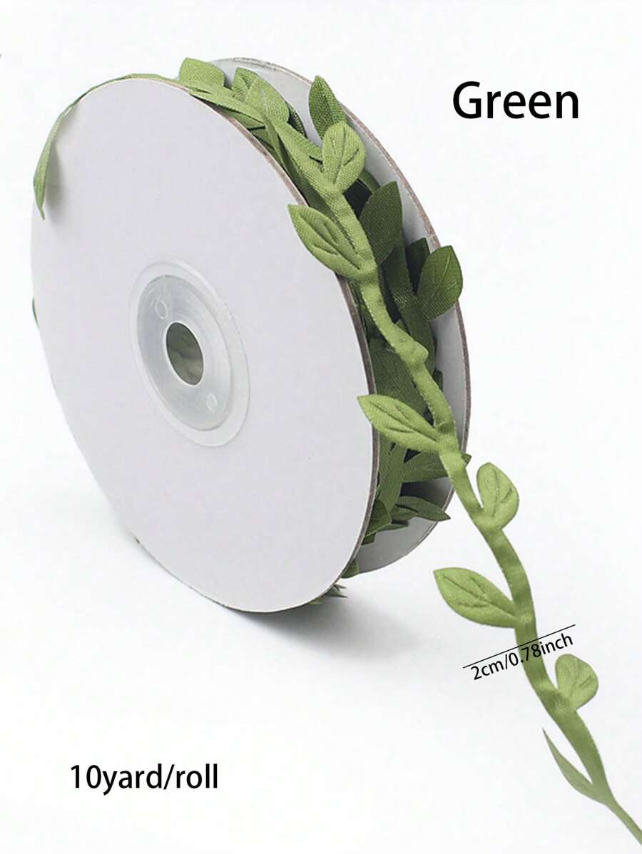 16.4 Yards Artificial Green Leaf Ribbon Trim Gift Wrapping Decorating