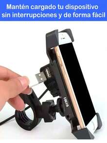 Soporte Para Celular Con Cargador Para Motocicleta 2 en 1 - Negro - Ver 4