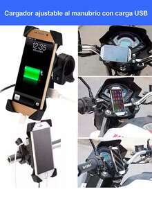 Soporte Para Celular Con Cargador Para Motocicleta 2 en 1 - Negro - Ver 3