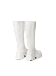 Knee High Boots Women, Comfortable Platform Round-Toe Side Zip Boots For Women - 白色 - 查看 10