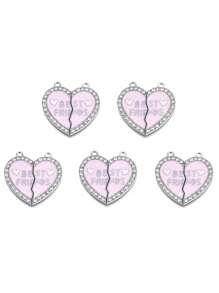 5入組滴油鋅合金玻璃鑽石友誼吊墜diy珠寶飾品配件,適用於手鏈和項鏈製作