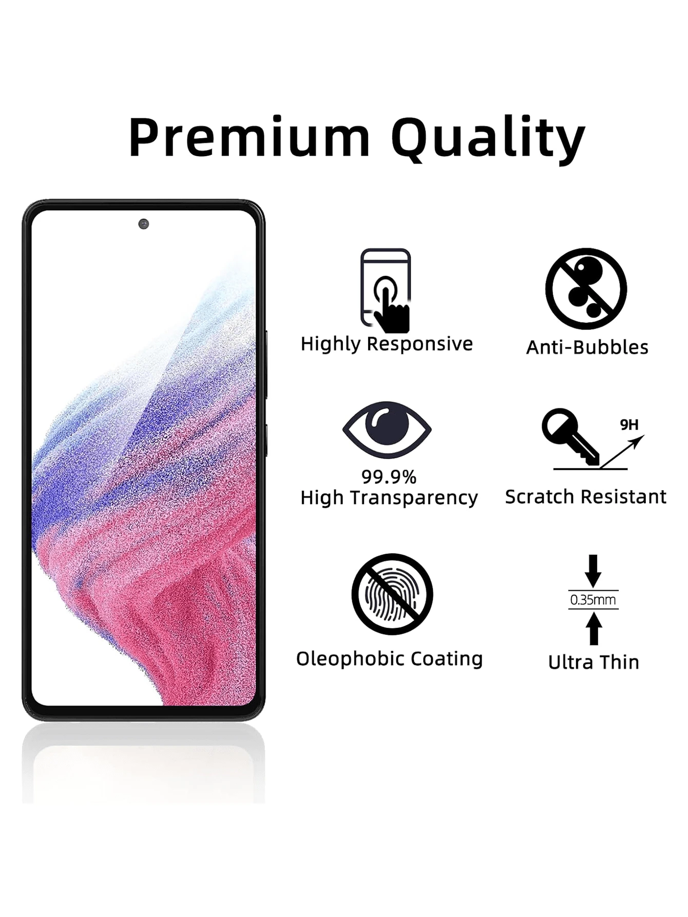 3pcs AntiSpy Tempered Glass Screen Protector Compatible With Samsung