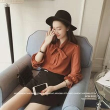 Blusa De Elegante Para Dama Diseño De Moño En Cuello - Marrón - Ver 6