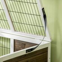 PawHut Wood Rabbit Hutch, Elevated Guinea Pig Cage With Run, Coffee - 咖啡棕 - 查看 7