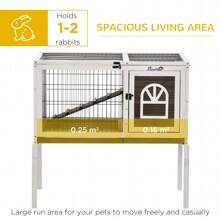PawHut Wood Rabbit Hutch, Elevated Guinea Pig Cage With Run, Coffee - 咖啡棕 - 查看 3