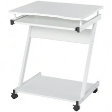 HOMCOM Roller Computer Table - สีขาว - ดู 3