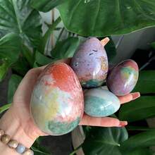 1個天然海洋碧玉蛋形粒狀拋光石,掌心石,水晶,脈輪石,魚缸填充物,花盆魚缸裝飾石,珠寶製作,裝飾,花園,噴泉,其他diy項目 - 黑與白 - 查看 16