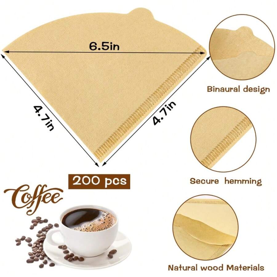 200 Count Coffee Filtersv, 02 Cone Coffee Filters Natural Cone Paper