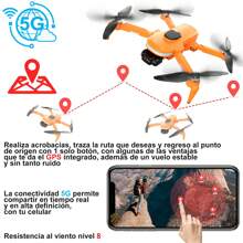 Drone Vak 955 Doble Camara GPS 4k Video Control 500m - Naranja - Ver 4