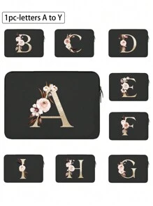 1 件手提笔记本电脑包，模拟潜水料平板电脑内衬包，苹果 iPad 泡沫保护套，电脑包，便携式收纳包，轻巧便携，兼容 iPad 收纳包保护套平板电脑包笔记本电脑内衬包保护套 -13 英寸平板电脑内衬包，适合日常上班族、大学生、朋友礼物、老师礼物、实习礼物、毕业礼物、公司活动纪念品、字母 A 到 Y 教室笔记本电脑包教室包教师收纳包教室整理包 - 黑色 - 查看 1