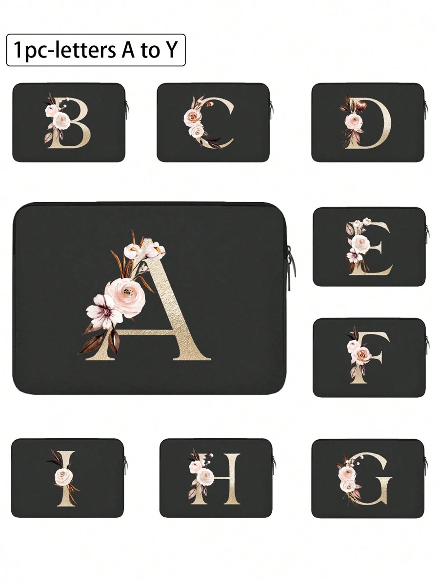 1 件手提笔记本电脑包，模拟潜水料平板电脑内衬包，苹果 iPad 泡沫保护套，电脑包，便携式收纳包，轻巧便携，兼容 iPad 收纳包保护套平板电脑包笔记本电脑内衬包保护套 -13 英寸平板电脑内衬包，适合日常上班族、大学生、朋友礼物、老师礼物、实习礼物、毕业礼物、公司活动纪念品、字母 A 到 Y 教室笔记本电脑包教室包教师收纳包教室整理包 - 黑色 - 查看 1