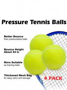 Set da 4 palle da tennis in feltro ad alta densità, pressurizzate, durevoli per allenamento ed esercizio, con borsa rete portatile, adatte per uso interno ed esterno, giocattoli per animali domestici