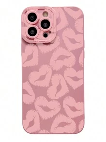 粉色1入組心形嘴唇圖案手機殼，可用於Iphone，Samsung，Xiaomi / Redmi，Oppo / Realme，Vivo - 粉色 - 查看 4