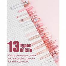 Gel Ink Pen Set,14PCS Pen Set With Case,Cute Note Taking 0.5mm Fine Point Retractable 12PCS Black Ink Pens With 2 Highlighter For School,Note Taking,Writing,Office Supplies,Suitable For Junior High School Primary School Boys And Girls College Student - 粉色 - 查看 4