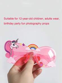 1 pièce/2 pièces Lunettes de fête d'anniversaire Licorne à la mode, Décorations de fête Pegasus mignonnes pour enfants, adolescents et adultes