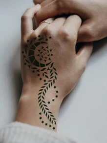 2 Sheet Hena Stickers Henna Stencil Finger Stencil For Mehndi Designs - Black - View 5