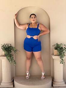 Plus Size Jumpsuits - 藍色 - 查看 2