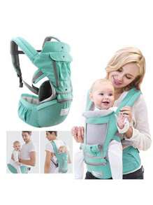 Mochila Canguru Maternidade Bebê Bolsa Carregar Conforto Suporte Criança Costas Baby Passeio ref: A6612 - Verde Menta - Visão 1