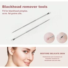 Professional Acne Removal Tool Kit, Blackhead Extractor, Pimple Popper, Comedone Extractor, Stainless Steel Acne Remover Tweezers, With Loop Facial Tool For Removing Blackheads - Silver - View 7