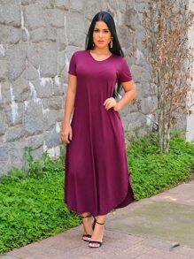 Women Dresses - 酒紅色 - 查看 5