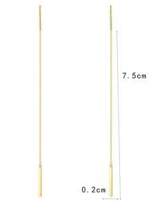 1pair Minimalist Long Bar Drop Earrings For Ladies, Versatile Style - Yellow Gold - View 3