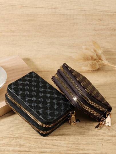 复古双拉链多功能零钱包 多卡位卡片收纳袋 轻便简约 时尚现代 周年纪念 情人节 生日礼物 女孩 女士 女包 学校用品 学校用品 宿舍及返校 学校用品 教师礼物 返校 卡夹 卡夹 钱包 名片夹 信用卡夹 女士卡夹 女士钱包 迷你钱包 钱包 卡包