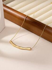 1pc Geometric Handmade Asymmetrical Shape Zinc Alloy Snake Chain Necklace - Gold - View 2