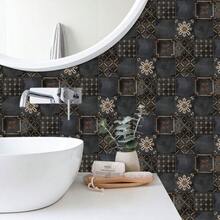 Retro Đen Phong cách Ngói Dán tường 5.5 Bắt chước Đen Vàng Lão thị Gạch , Phòng tắm Không thấm nước Bóc Và Gậy Nghệ thuật Ngói Hình dán , Vinyl Hình nền , Phòng bếp Chống dầu Ngói Giấy dán , Nhà  Tường Đồ trang trí - Nhiều màu - Xem 7