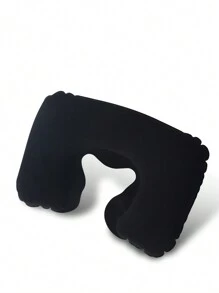 1個黑色加厚充氣休息枕,矩形空氣枕,午休、戶外露營墊,絨面旅行充氣枕 - 黑色 - 查看 9