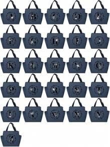 1 件保温午餐袋大容量冷藏袋防水拉链便携式学生餐饭盒女士手提包时尚 26 首字母多功能保温午餐袋食品储存袋适用于野餐露营工作、返校 - 藏蓝色 - 查看 8