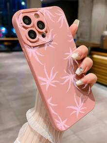 1入葉子圖案手機殼,適用於iphone、三星、小米/紅米、oppo/realme、vivo - 粉色 - 查看 3