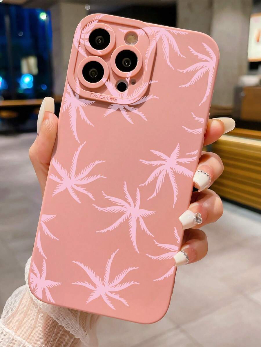 1入葉子圖案手機殼,適用於iphone、三星、小米/紅米、oppo/realme、vivo - 粉色 - 查看 1