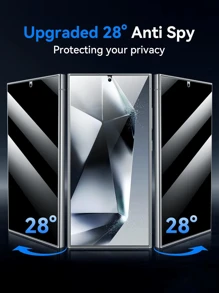 2pcs Privacy Screen Protector Film Compatible With Samsung S24 Fe/A17, Anti-Peeping, Anti-Scratch, Applicable To A54/A15/A05s/A35/A54/A55/A16/A17/S23 Fe/S22/S23/S24/Galaxy S25 Ultra/S26 Ultra/S26/S26 Plus Full Series Curved Screen (Comes With Applicator Tools) - Black - View 4