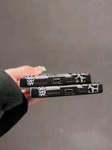 1入塗鴉和豹紋紋理pu皮革耐刮刻畫面保護殼,適用於蘋果設備 - 彩色 - 查看 4